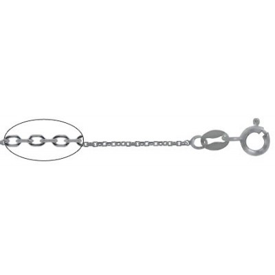 1.2mm Rhodium Plated Diamond Cut Anchor Chain - 16" Length, Sterling Silver